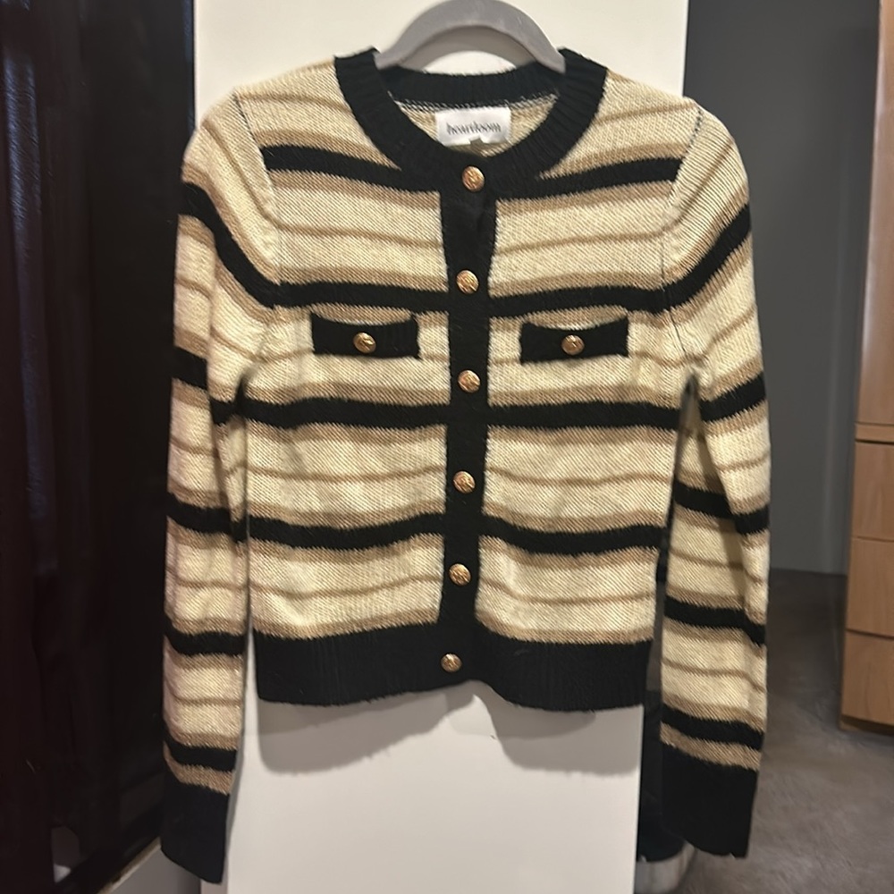 Heartloom Black and Tan Striped Cardigan never worn can - Picture 7 of 10